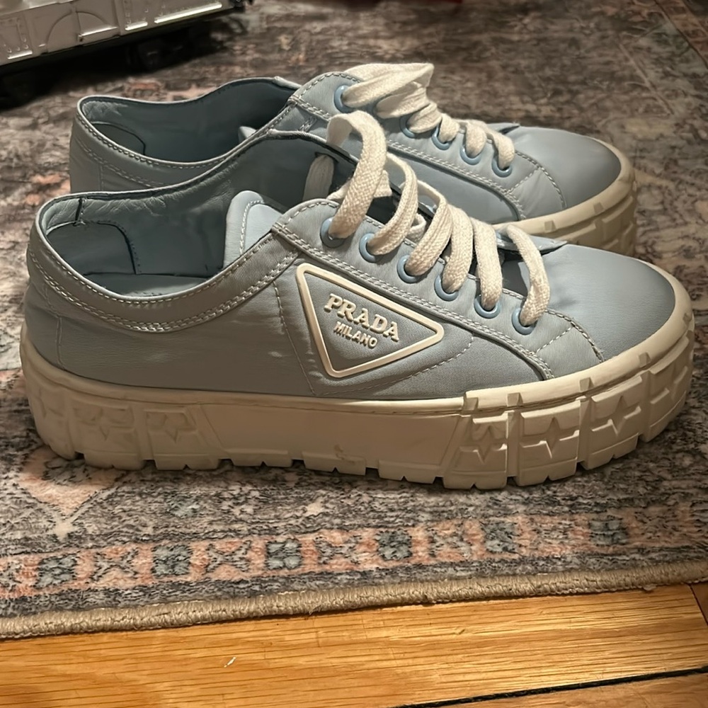 PRADA Double Wheel Re-nylon Gabardine Sneakers.